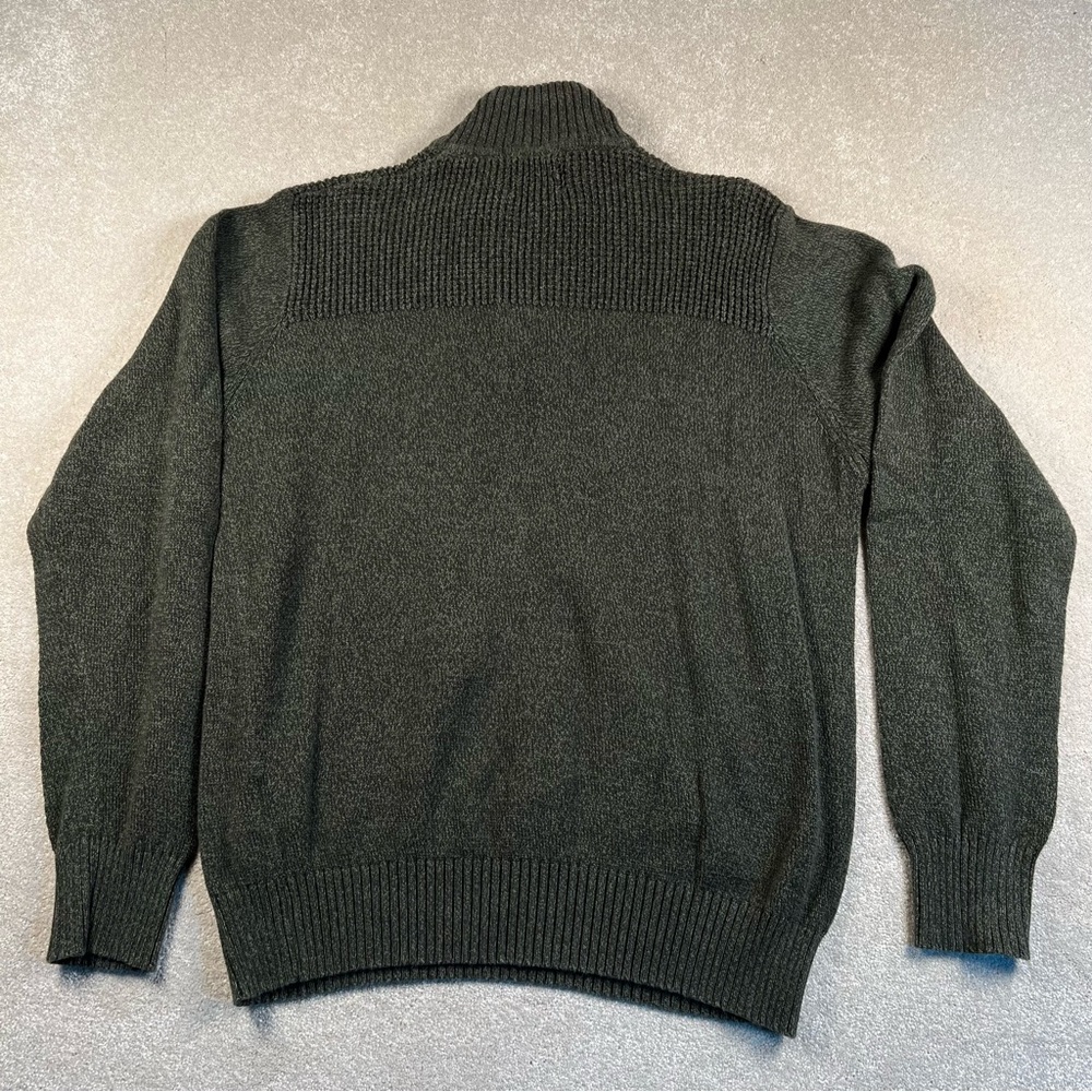 Field & Stream Sweater Quarter Zip Cotton Casual Olive Green Men's Large - Picture 3 of 9